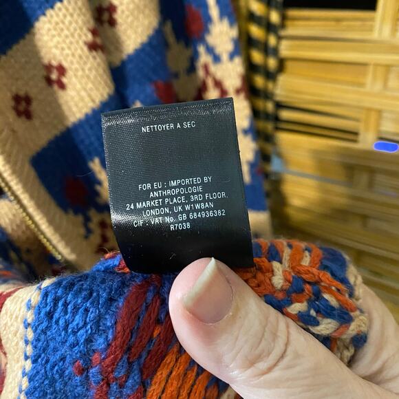 Anthropologie Sparrow Fair Isle Knit Hoodie Sweater NWT Size Small boho artsy - Picture 11 of 14